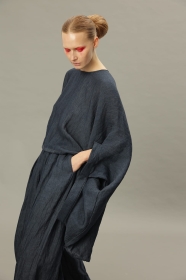 Oversizowa bluzka model ZEN z denimowego lnu