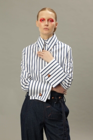 Koszula w pasy z szerokimi mankietami