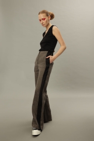 Lniane spodnie z lampasem