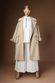 Ręcznie szyty płaszcz double z wełny z kaszmirem 