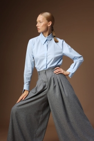 Szare, szerokie spodnie w delikatny tenis 