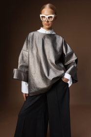 Złota bluza z architektonicznymi rękawami